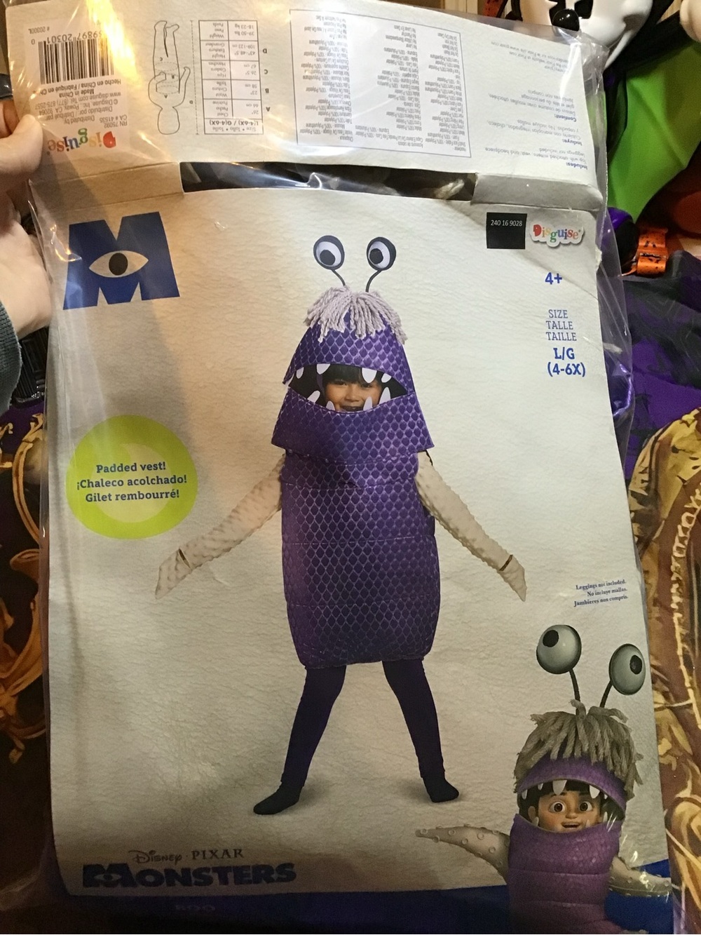 Disney pixar monsters boo build costume size large 4-6x